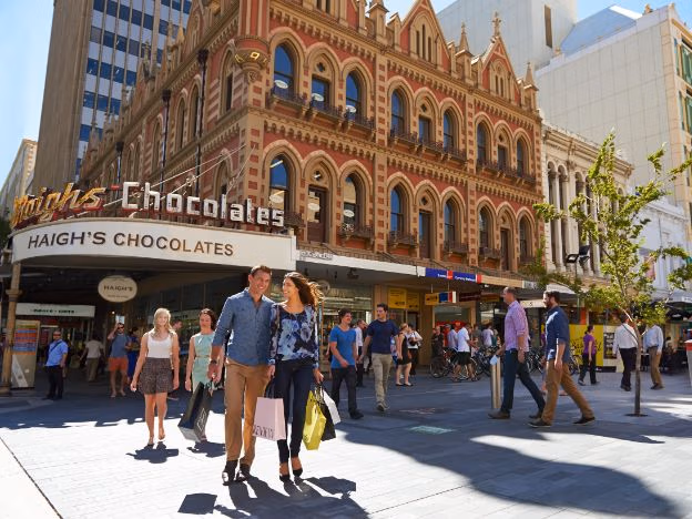 Shopping at Rundle Mall, Adelaide, SA. credit South Australian Tourism Commission