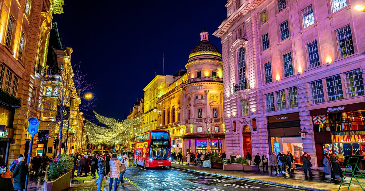 Festive Christmas lights on the Albatross England tour